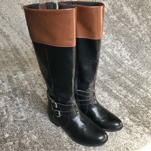 ARIZONA Boots Size 8M Denver Color-Block Knee Black Brown